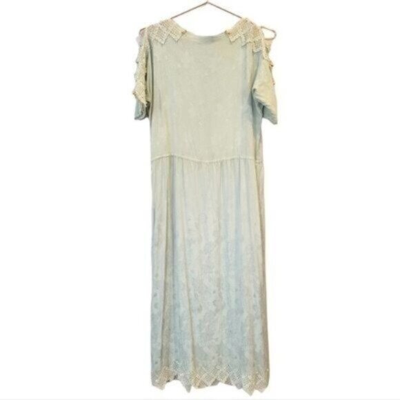 Vintage Carol Peretz 100% Silk Floral Lace Shoulder Hem Midi Maxi Dress - Picture 2 of 13